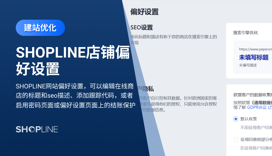 本文讲述了SHOPLINE店铺偏好设置，含SHOPLINE店铺SEO优化——网站首页标题与描述怎么写，SHOPLINE店铺客户隐私设置，SHOPLINE店铺添加密码保护功能，SHOPLINE店铺添加Facebook Pixel ID，SHOPLINE店铺设置Google Ads、Google Analytics、Google 代码管理工具、Google 再营销工具，SHOPLINE店铺设置访问限制地区黑名单，SHOPLINE店铺设置IP地址访问黑/白名单，SHOPLINE店铺防爬虫设定。