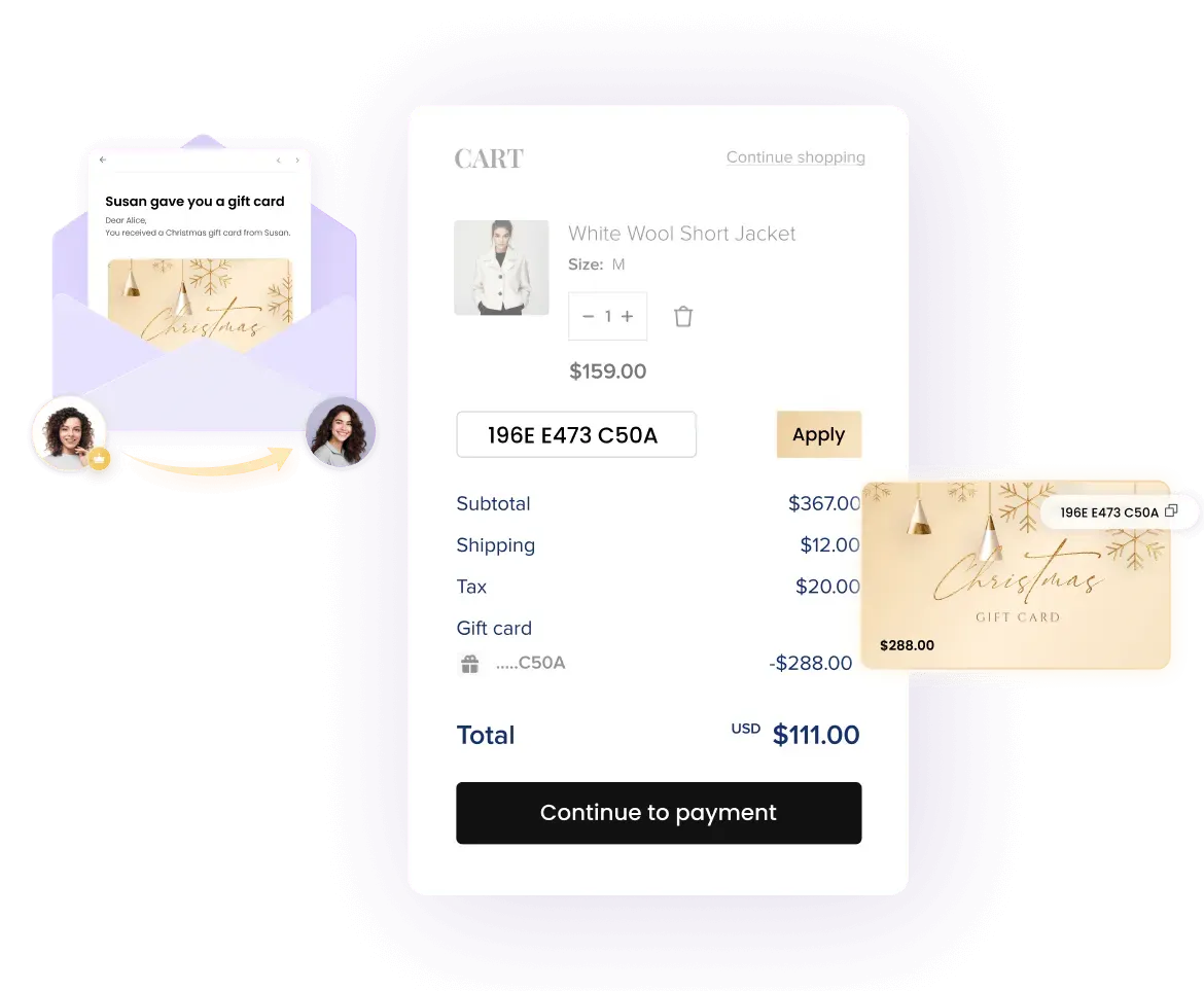 Branded gift cards, built in